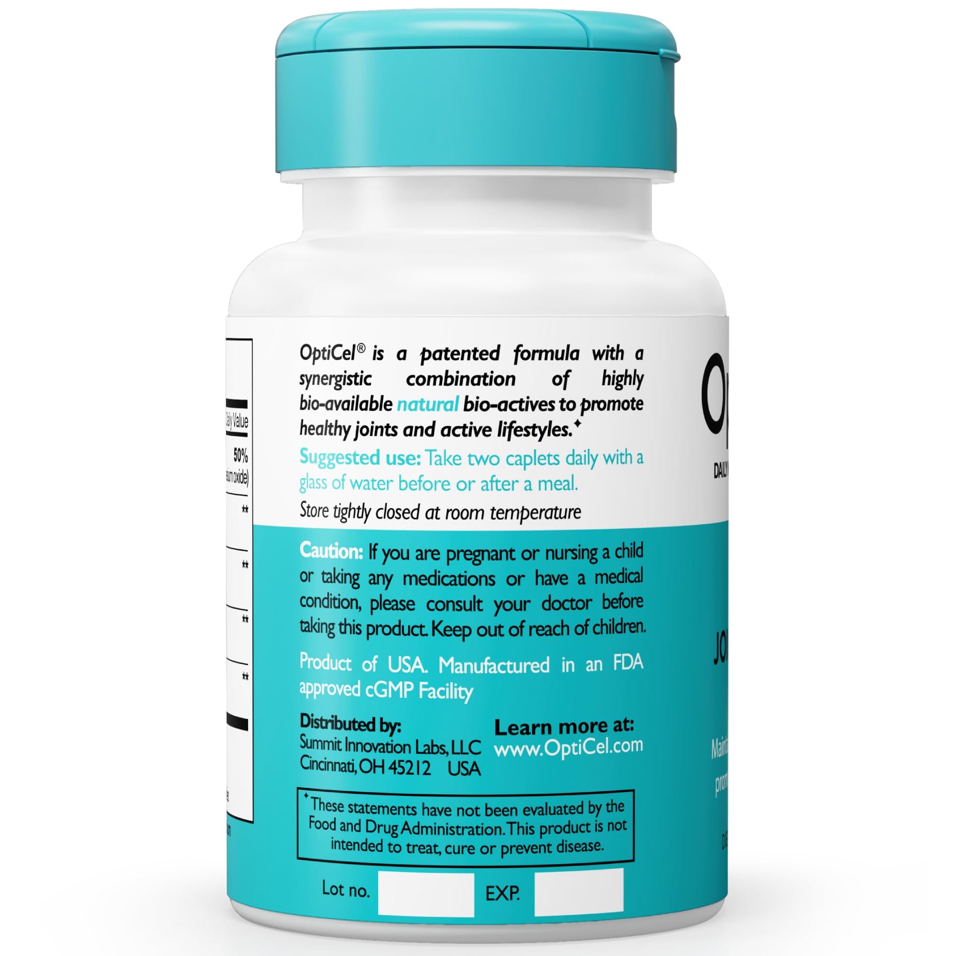 OptiCel Joint Health - Joint Support Supplement, Promotes Easy Movement, Joint Pain Supplement, Supports Muscle Health & Mobility, All Natural, Plant-Based & Non-GMO, 60 Capsules - dailyvitalstore