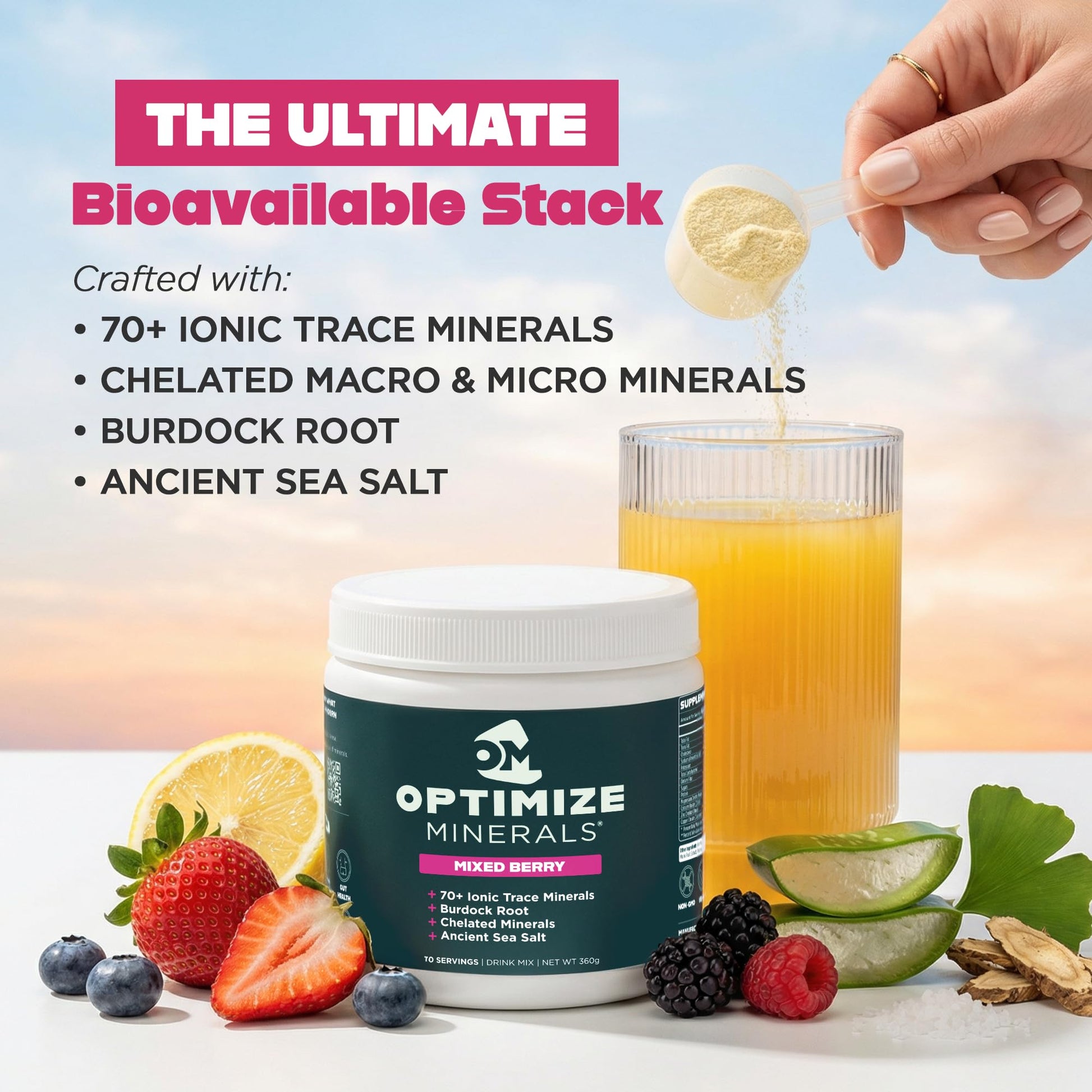 Optimize Minerals Multi Mineral - New Look Same Daily Formula – Magnesium, Electrolytes & Trace Mineral Supplement Powder - Gluten Free Vitamins Drink - dailyvitalstore