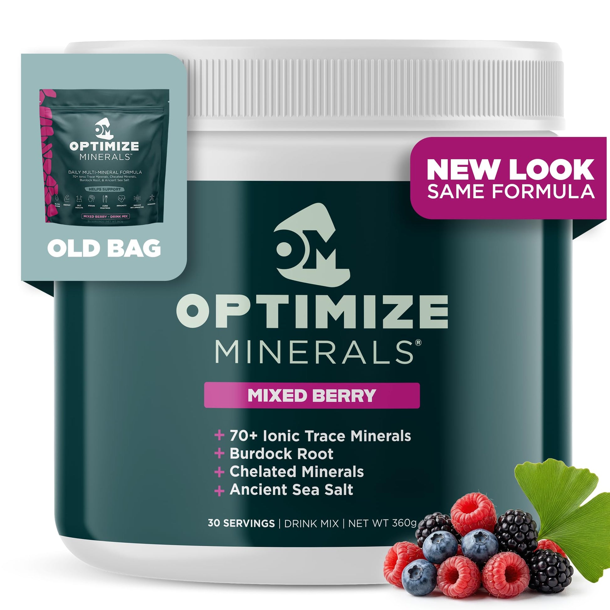 Optimize Minerals Multi Mineral - New Look Same Daily Formula – Magnesium, Electrolytes & Trace Mineral Supplement Powder - Gluten Free Vitamins Drink - dailyvitalstore