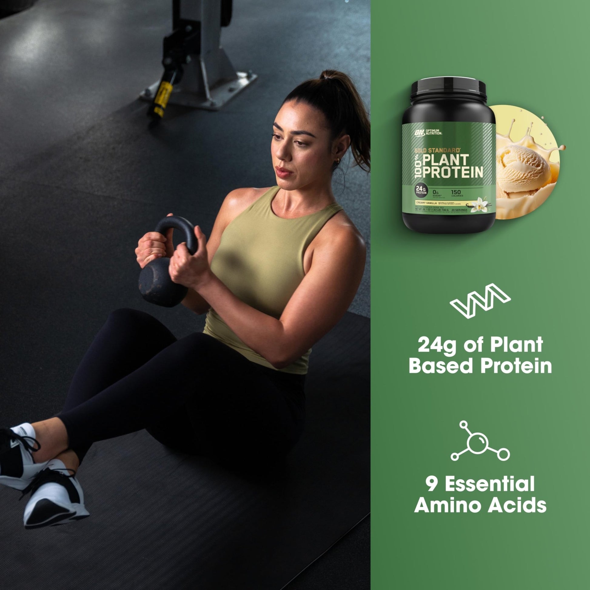 Optimum Nutrition Gold Standard 100% Plant Based Protein Powder, Gluten Free, Vegan Protein for Muscle Support and Recovery with Amino Acids - Creamy Vanilla, 20 Servings (Packaging May Vary) - dailyvitalstore