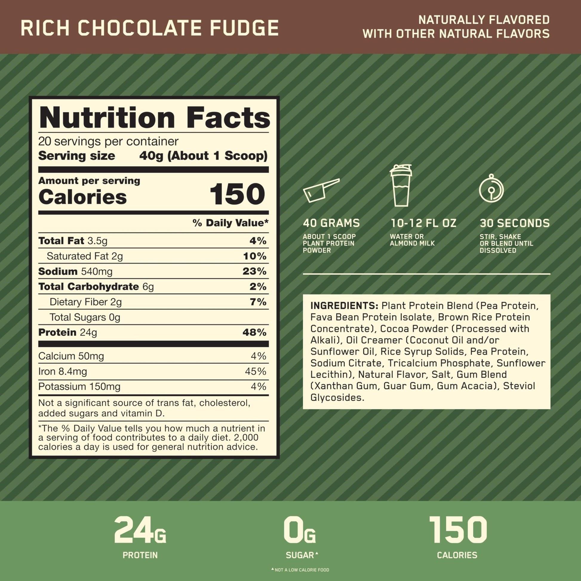 Optimum Nutrition Gold Standard 100% Plant Based Protein Powder, Gluten Free, Vegan Protein for Muscle Support and Recovery with Amino Acids - Rich Chocolate Fudge, 20 Servings (Packaging May Vary) - dailyvitalstore