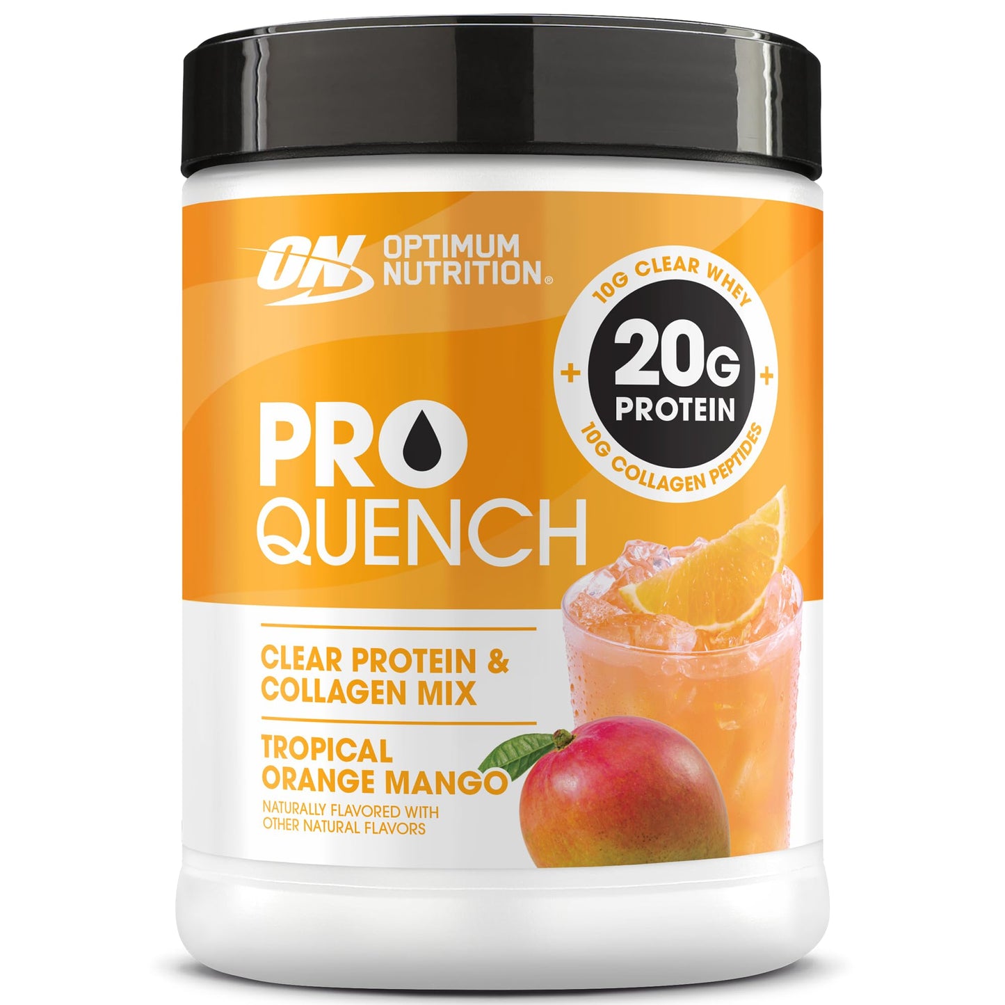 Optimum Nutrition Pro Quench, 10g Clear Protein, 10g Collagen peptides & Electrolyte Powder Drink Mix, Tropical Orange Mango, 20 Servings, - dailyvitalstore