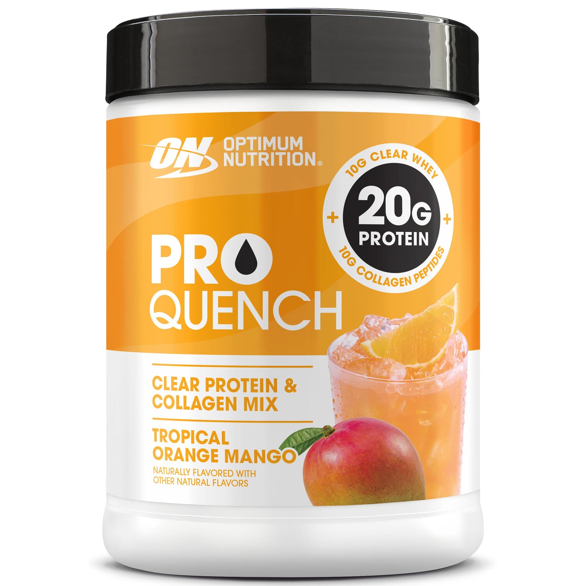 Optimum Nutrition Pro Quench, 10g Clear Protein, 10g Collagen peptides & Electrolyte Powder Drink Mix, Tropical Orange Mango, 20 Servings, - dailyvitalstore