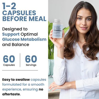 OPTIVIDA Sugr-2-Fibr - Natural Blood Sugar Support Supplement with Enzyme Technology - Glucose Support Supplement - Sugar to Fiber for Gut & Energy Levels - dailyvitalstore