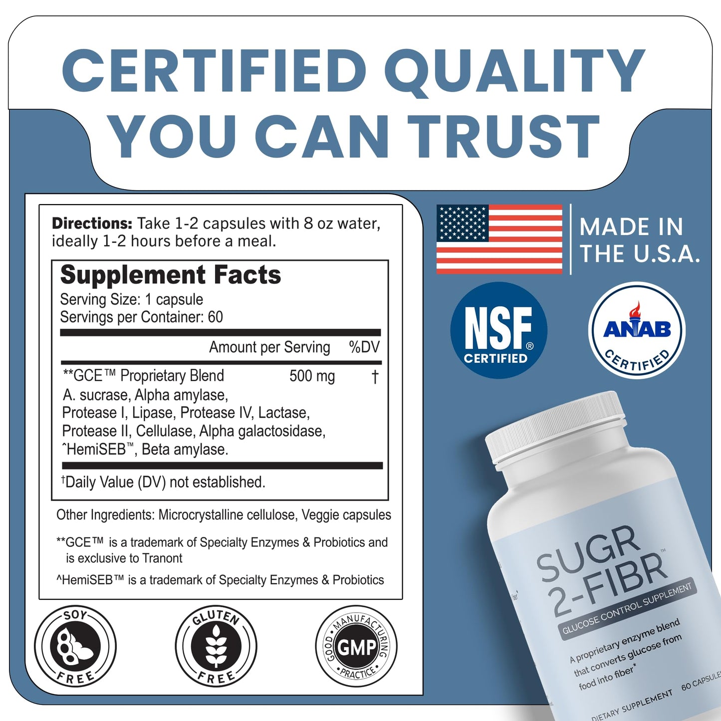 OPTIVIDA Sugr-2-Fibr - Natural Blood Sugar Support Supplement with Enzyme Technology - Glucose Support Supplement - Sugar to Fiber for Gut & Energy Levels - dailyvitalstore