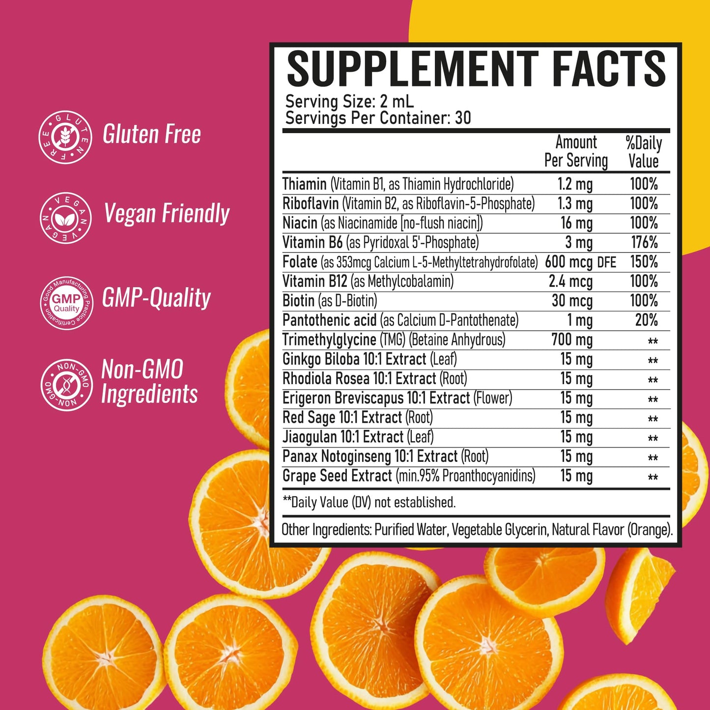 Optiwav TMG Trimethylglycine Liquid Drops - Betaine High Absorption Methylated Vitamins Supplement for Homocysteine Methylation & Heart Health Support - Orange Flavor Gluten Free Vegan - 2 fl oz - dailyvitalstore