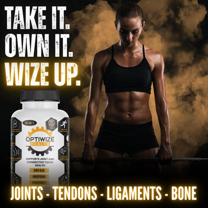 OptiWize 10-N-1 Joint Support Hydrolyzed Collagen,MSM, Hyaluronic Acid, Glucosamine,Chondroitin & More- Targets Joint Discomfort, Improves Mobility & Flexibility 320 Caps for Men & Women Made in USA - dailyvitalstore