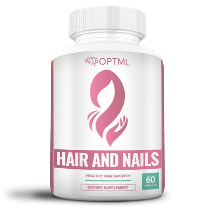 OPTML Hair and Nail Vitamins for Hair Growth and Thickness, Biotin-Infused Hair Pills, Hair Vitamins for Faster Hair Growth and Healthy Nails, for Women and Men, 60 Capsules - dailyvitalstore