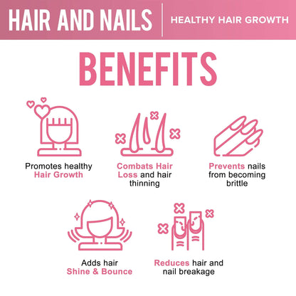 OPTML Hair and Nail Vitamins for Hair Growth and Thickness, Biotin-Infused Hair Pills, Hair Vitamins for Faster Hair Growth and Healthy Nails, for Women and Men, 60 Capsules - dailyvitalstore