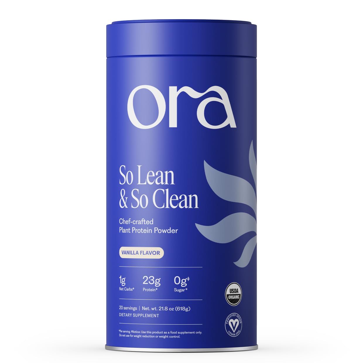 Ora Organic Plant-Based Protein Powder - 23g Protein for Women and Men - Vanilla Flavor 20 Servings, Vegan, Clean Protein, Third-Party Tested, Gluten-Free - 20 Servings - dailyvitalstore