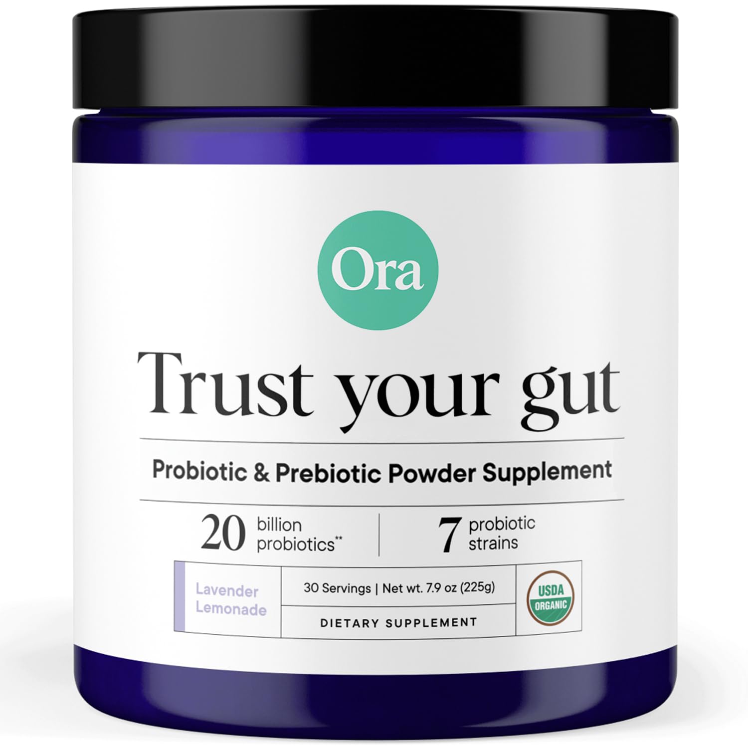 Ora Organic Prebiotic and Probiotic Powder Supplement - 20 Billion Probiotics, 7 Strains for Best Prebiotic Powder, Non-GMO, Probiotics for Women, Men & Kids - Lavender Lemonade Flavor, 30 Servings - dailyvitalstore