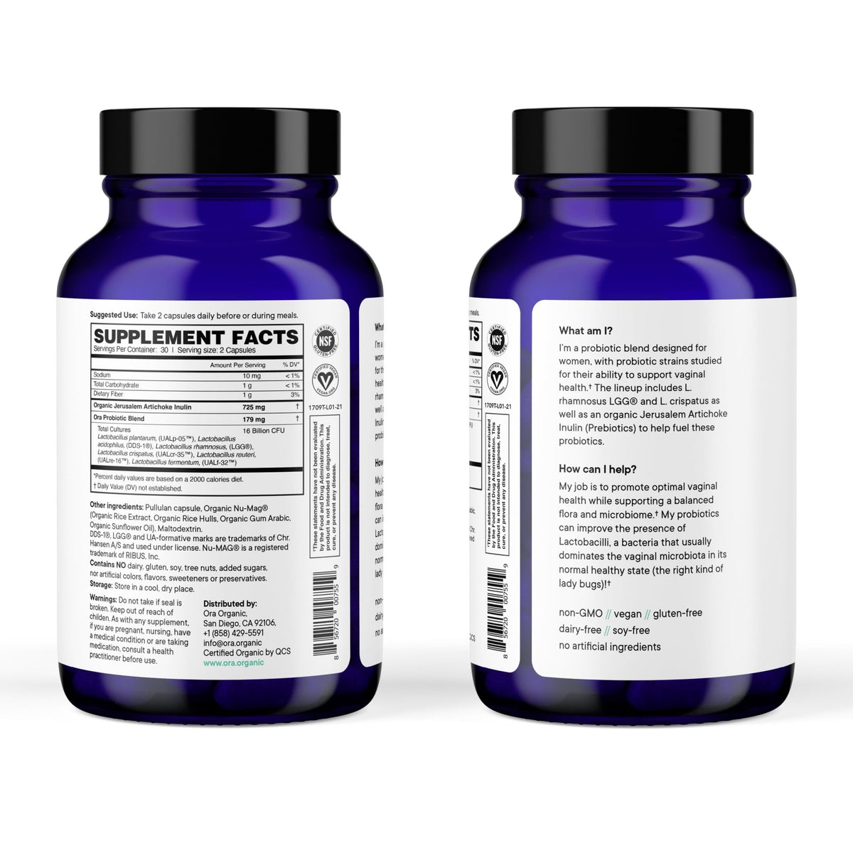 Ora Organic Probiotic for Women with L. crispatus, 6 Clinically Studied Lactobacillus Strains for Vaginal, pH & Urinary Tract Health, - dailyvitalstore