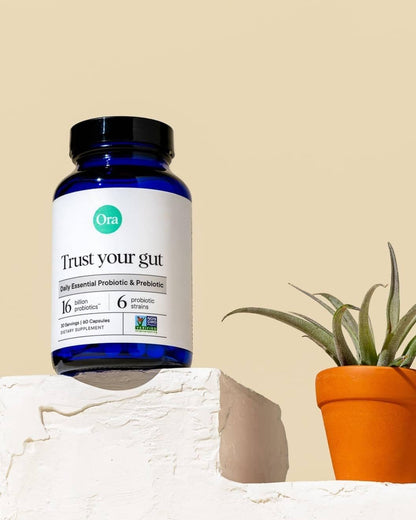 Ora Organic Probiotics with Prebiotics for Digestive Health 16 Billion CFU - Trust Your Gut - Strains - Acidophilus Lactobacillus Breve Bifidum Lactis - dailyvitalstore