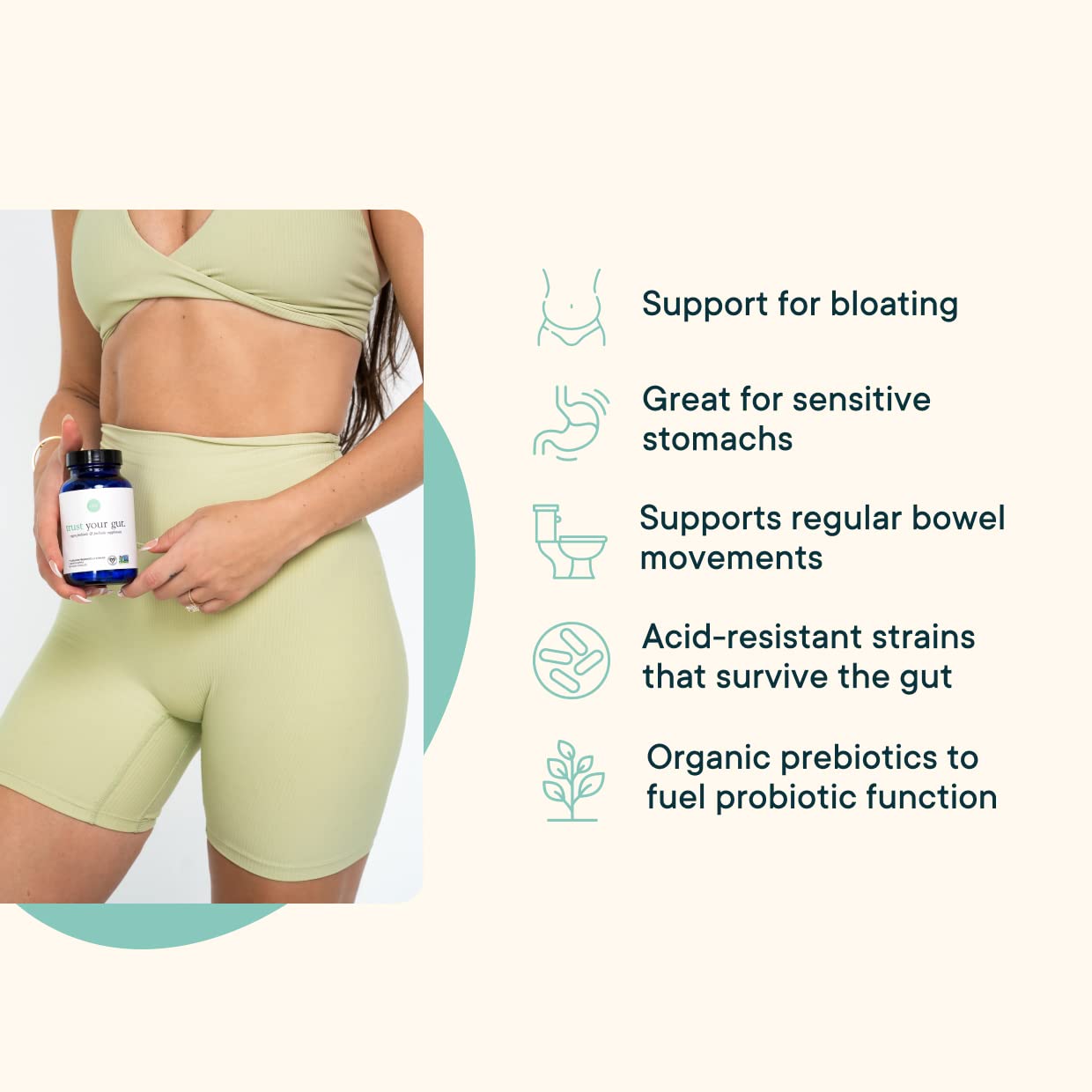 Ora Organic Probiotics with Prebiotics for Digestive Health 16 Billion CFU - Trust Your Gut - Strains - Acidophilus Lactobacillus Breve Bifidum Lactis - dailyvitalstore