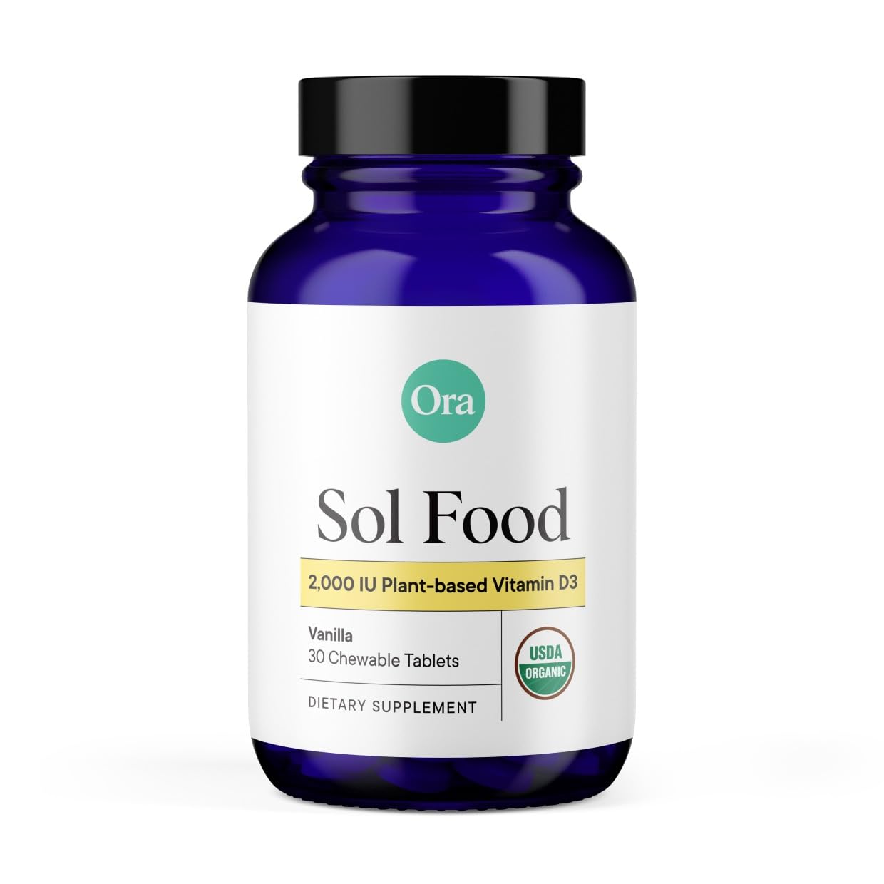 Ora Organic Vitamin D3 2000IU - Vegan Vitamin D Chewables from Lichen for Bone Health, Immune Support, & Mood | Maximum Absorption - 1 Month Supply, 30 Vegan Chewable Vanilla Tablets - dailyvitalstore