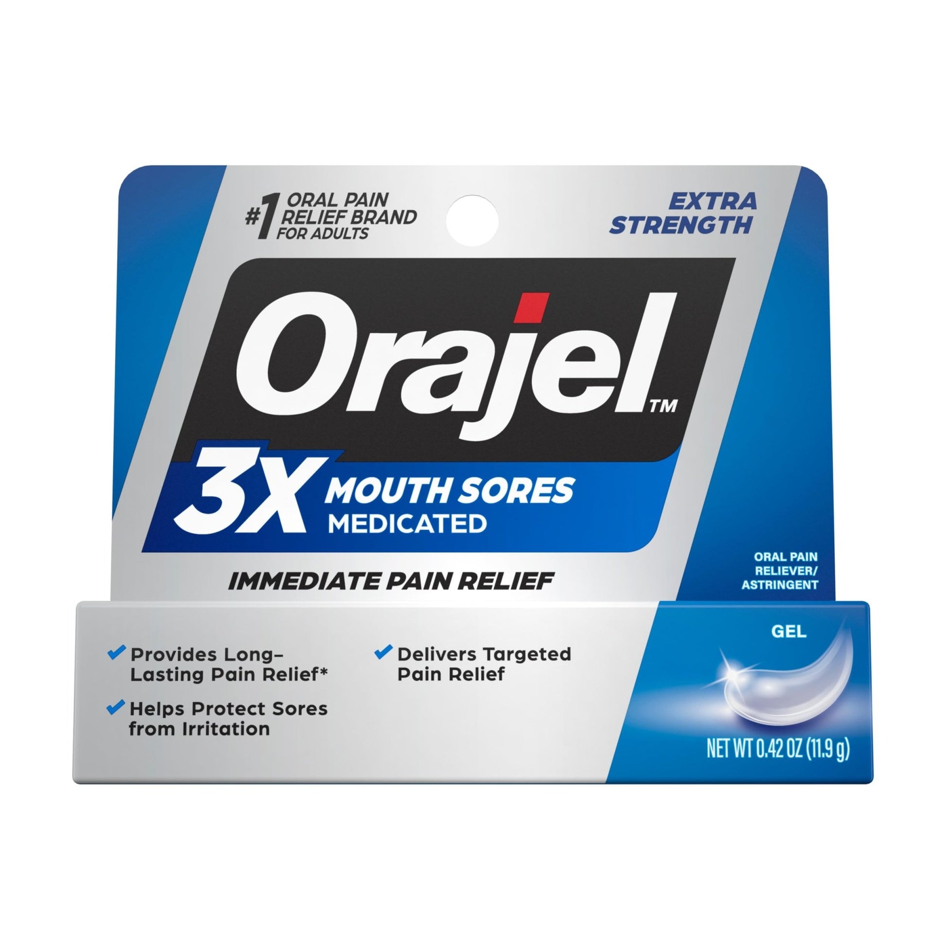 Orajel 3X for Mouth Sores: Maximum Strength Gel Tube 0.42oz- from 1 Oral Pain Relief Brand - dailyvitalstore