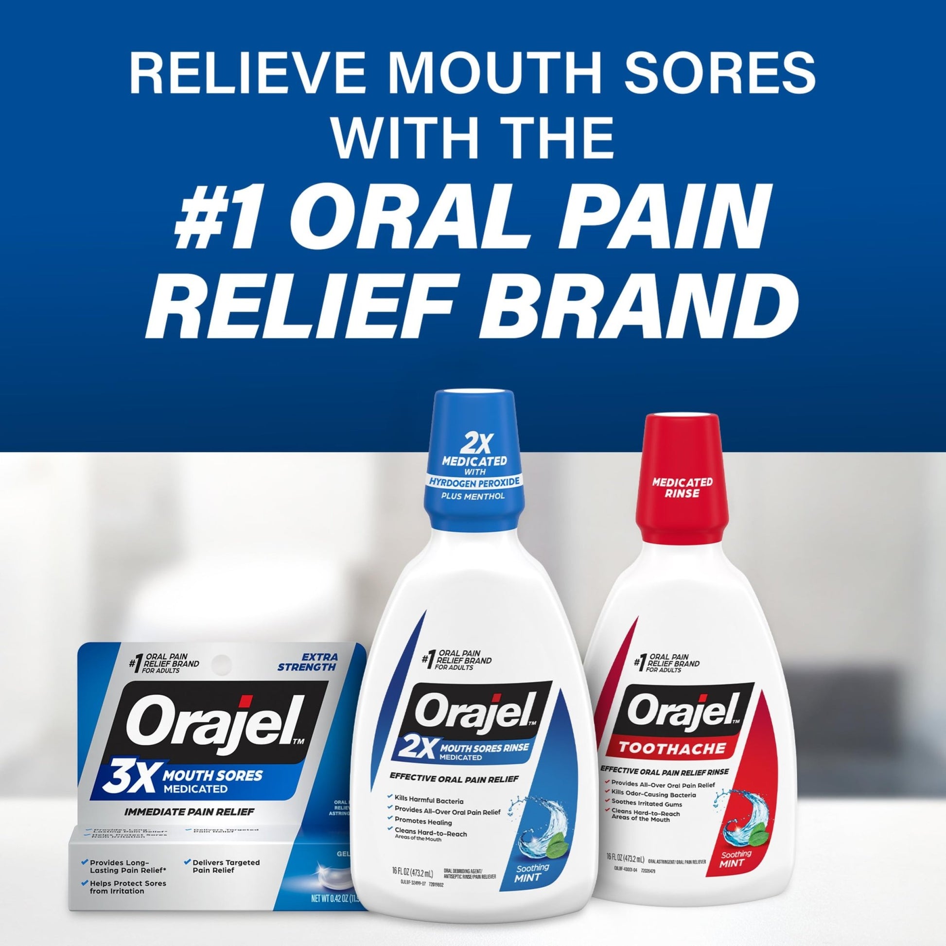 Orajel 3X for Mouth Sores: Maximum Strength Gel Tube 0.42oz- from 1 Oral Pain Relief Brand - dailyvitalstore