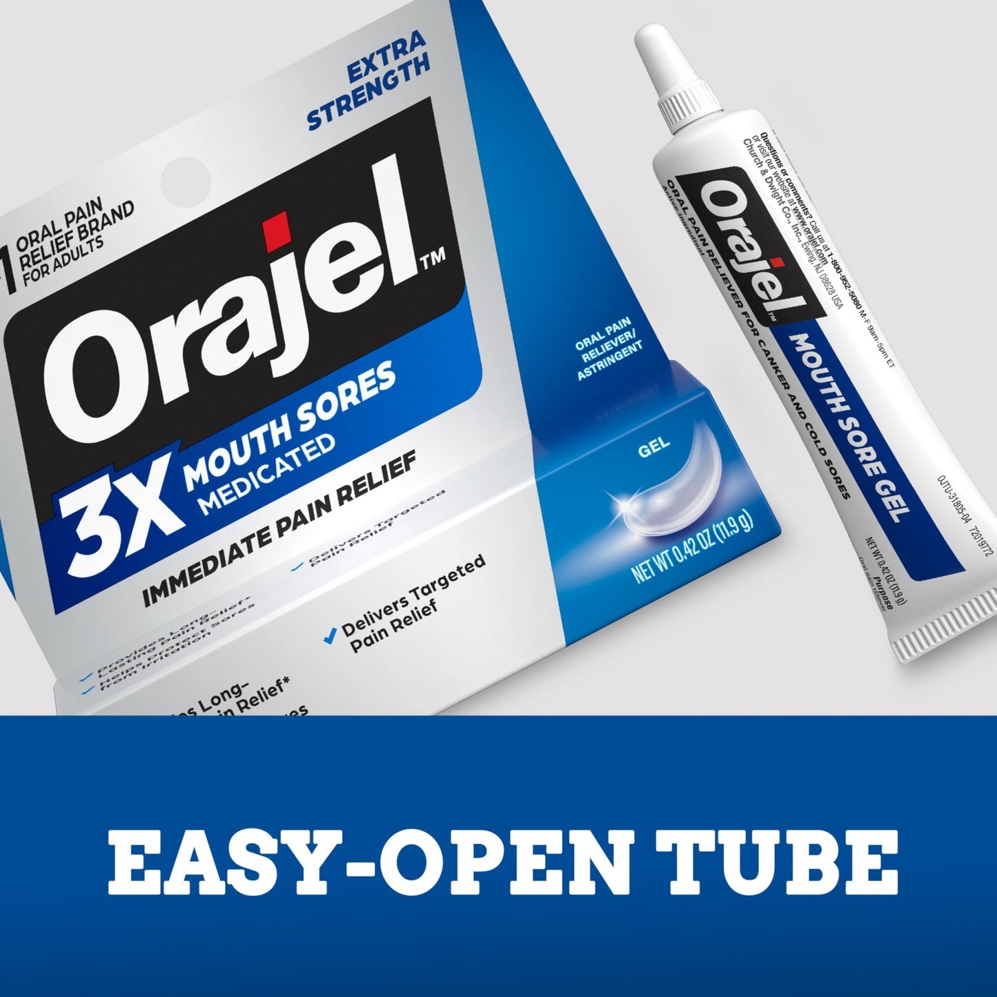 Orajel 3X for Mouth Sores: Maximum Strength Gel Tube 0.42oz- from 1 Oral Pain Relief Brand - dailyvitalstore