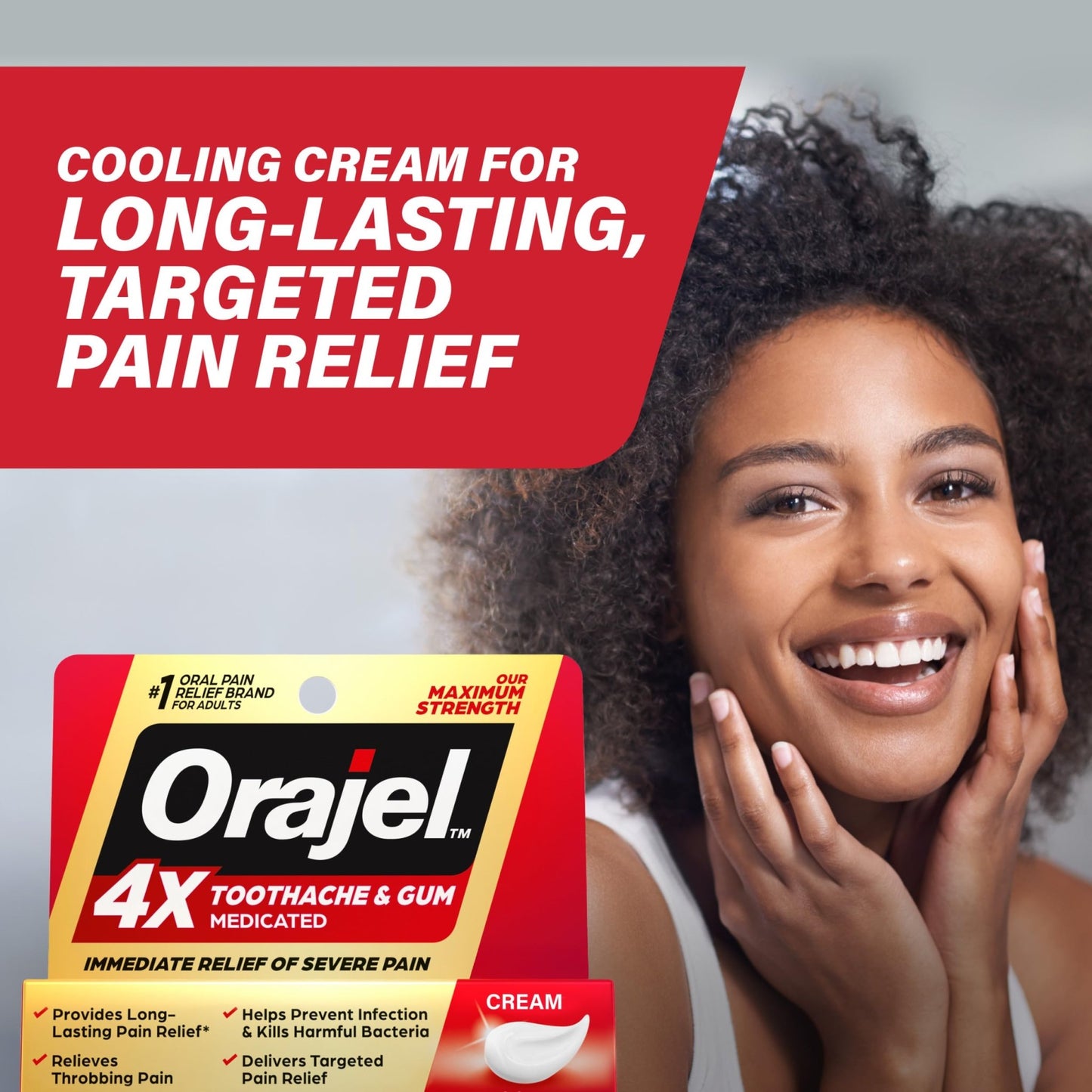 Orajel 4X for Toothache & Gum Pain: Severe Cream Tube 0.33oz- From Oral Pain Relief Brand - dailyvitalstore