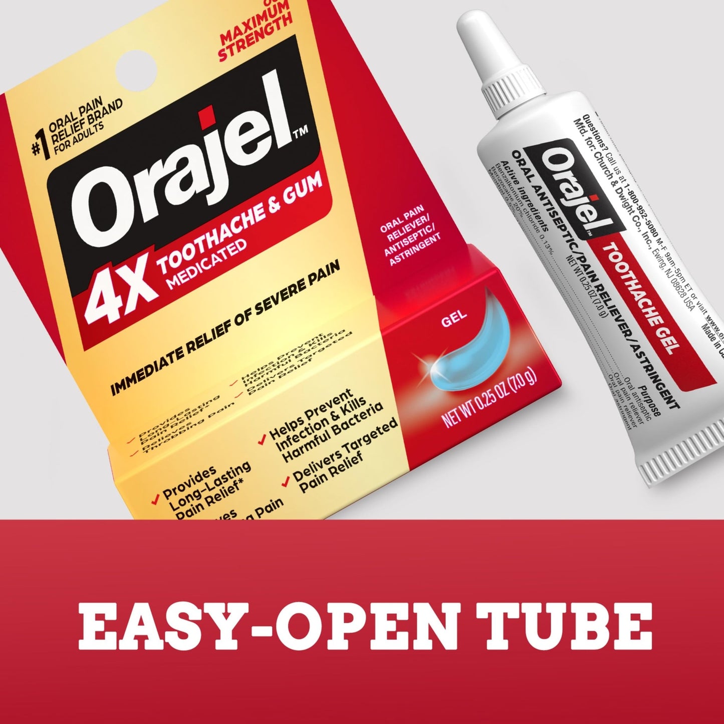 Orajel 4X for Toothache & Gum Pain: Severe Cream Tube 0.33oz- From Oral Pain Relief Brand - dailyvitalstore