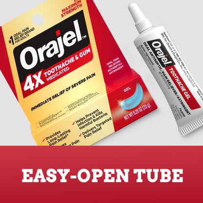 Orajel 4X for Toothache & Gum Pain: Severe Cream Tube 0.33oz- From Oral Pain Relief Brand - dailyvitalstore
