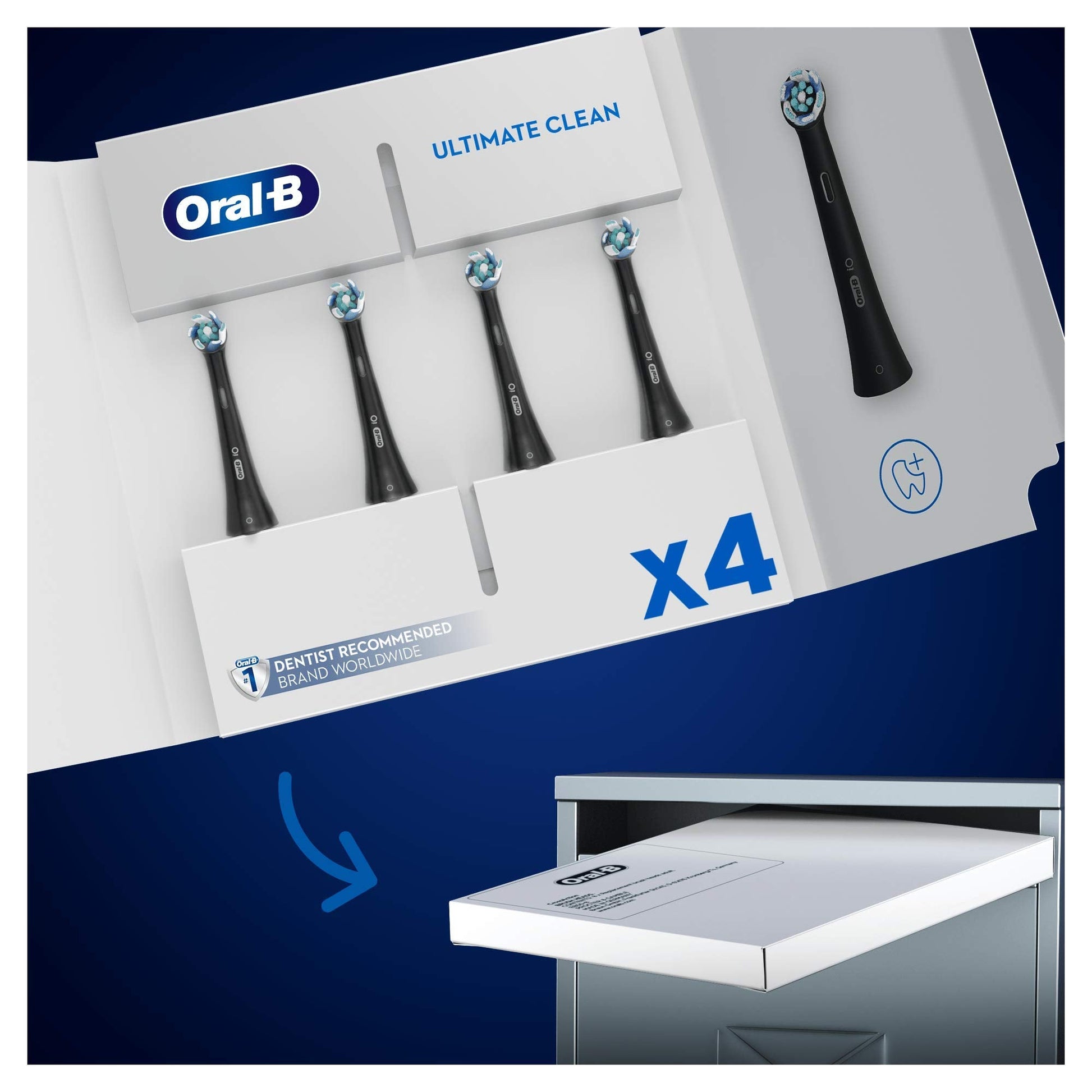 Oral-B iO Ultimate Clean Electric Toothbrush Head, Twisted & Angled Bristles for Deeper Plaque Removal, Pack of 4, - dailyvitalstore