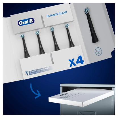 Oral-B iO Ultimate Clean Electric Toothbrush Head, Twisted & Angled Bristles for Deeper Plaque Removal, Pack of 4, - dailyvitalstore