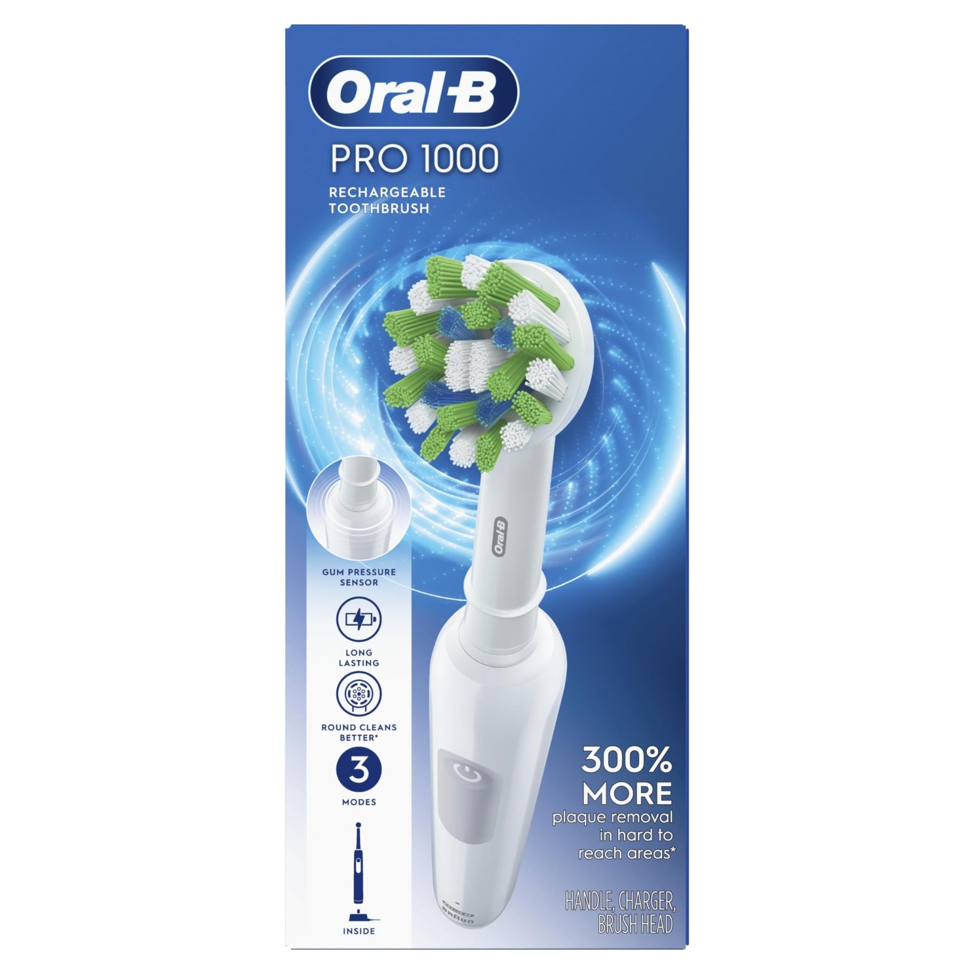 Oral-B Pro 1000 Rechargeable Electric Toothbrush, White - dailyvitalstore