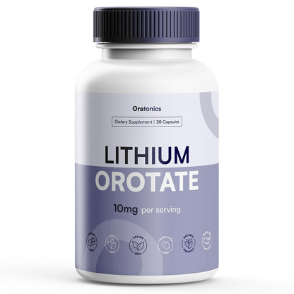 Oratonics Lithium Orotate 10mg – Trace Mineral Lithium Supplement for Daily Balance & Cognitive Clarity – Low-Dose, Highly Absorbable Formula – Vegan - dailyvitalstore