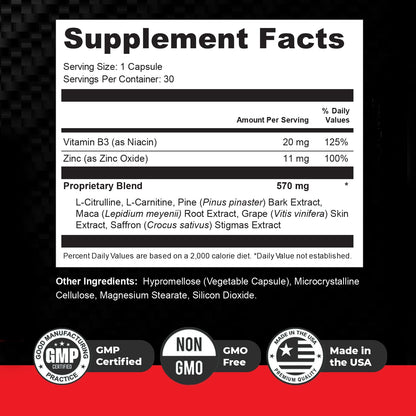 Orby EreForce – Natural Daily Wellness Supplement with L-Citrulline, L-Carnitine & Maca Root – 100% Natural, Non-GMO, GMP Certified, Made in USA – 30 Capsules, 1 Month Supply - dailyvitalstore