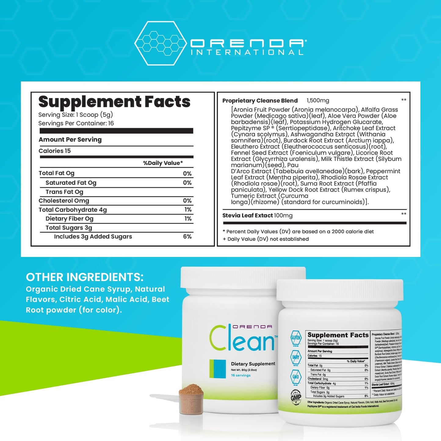 Orenda Clean - Peptizyme-SP EN, Aronia Berry, Aloe Vera and More for Digestive Support - Nutrient-Rich Supplement for Wellness - 80g, 16 Servings - dailyvitalstore