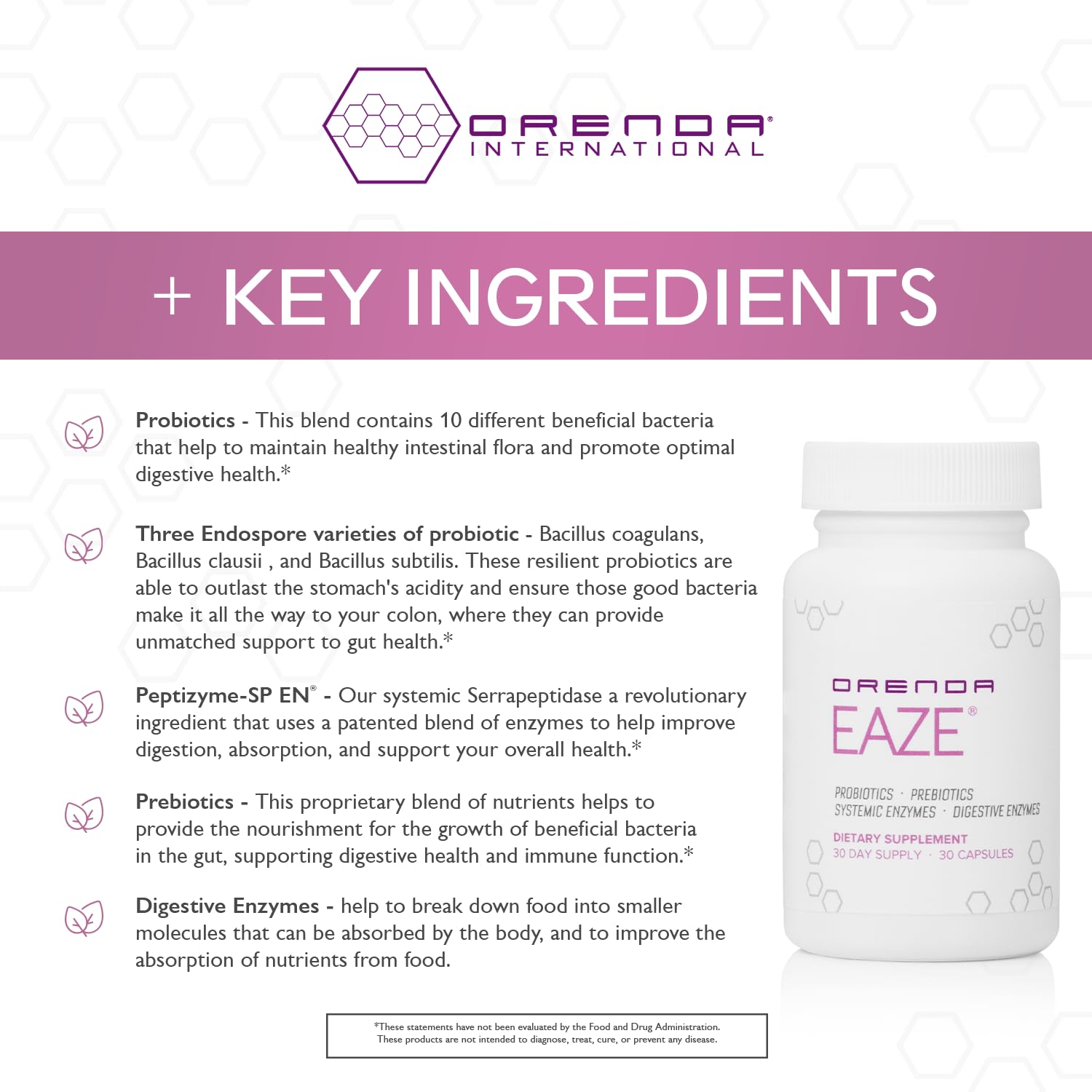 Orenda Eaze®: Gut Wellness Capsules | 6-in-1 Digestive Support with Probiotics, Endospores, Peptizyme-SP EN, Prebiotics, and Digestive Enzymes - dailyvitalstore