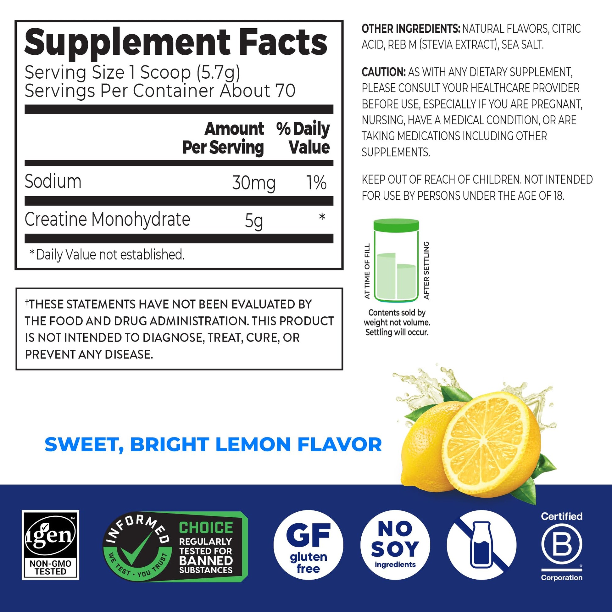 Orgain Creatine Monohydrate Micronized Powder, Lemonade Flavored, 5g Creatine, 70 Servings, Supports Muscle Growth, Post Workout Recovery - dailyvitalstore