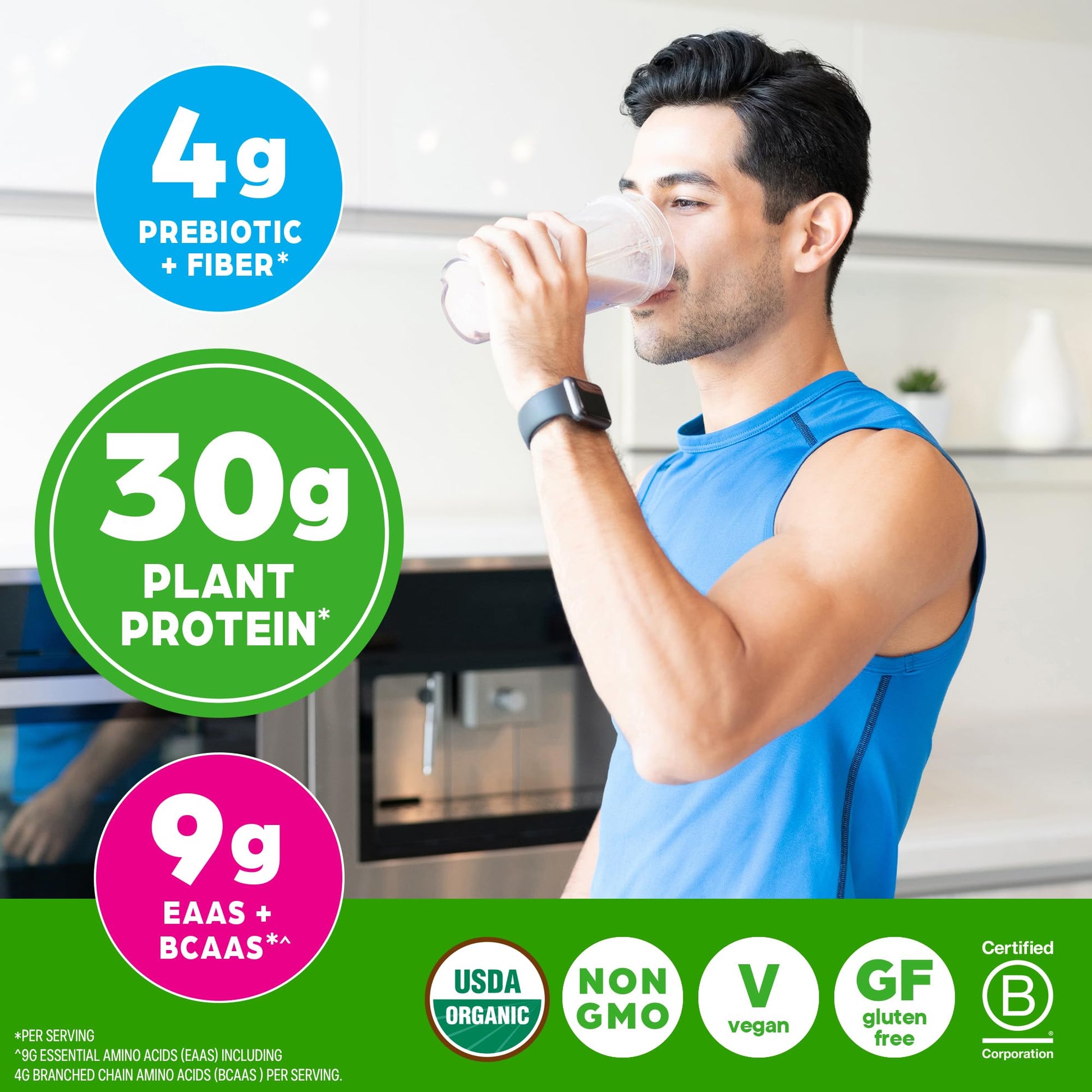Orgain Organic 30g Vegan Plant Protein Powder, Vanilla, 9g EAAs + BCAAs, High Plant Protein, 4g Prebiotic + Fiber, 1g Sugar, Pre-Workout, Muscle Support + Recovery - 2.01lb (Packaging May Vary) - dailyvitalstore