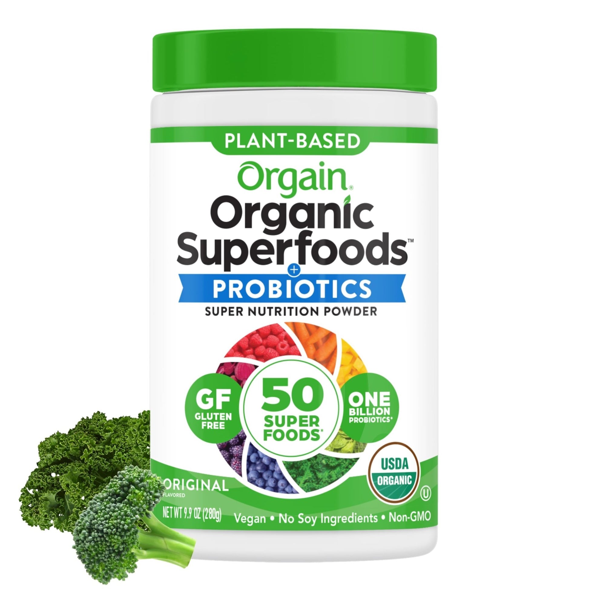 Orgain Organic Greens Powder + 50 Superfoods, Original - 1 Billion Probiotics for Digestive Health, Antioxidants, Vegan, Plant-Based, Gluten-Free, Non-GMO - dailyvitalstore