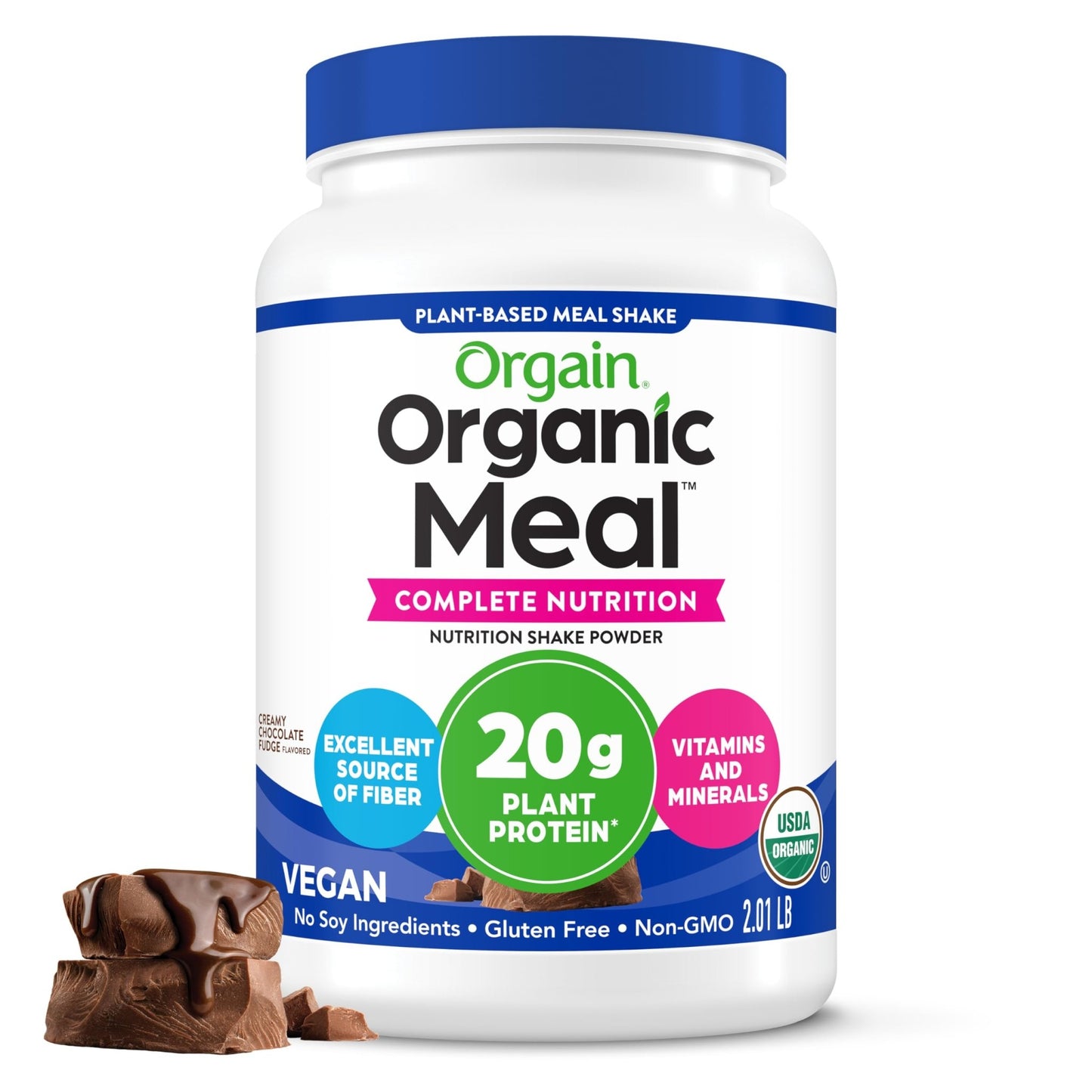 Orgain Organic Vegan Meal Replacement Protein Powder, Creamy Chocolate Fudge - 20g Plant Based Protein, Gluten Free, Dairy Free, Lactose Free, Soy Free, No Sugar Added, - dailyvitalstore