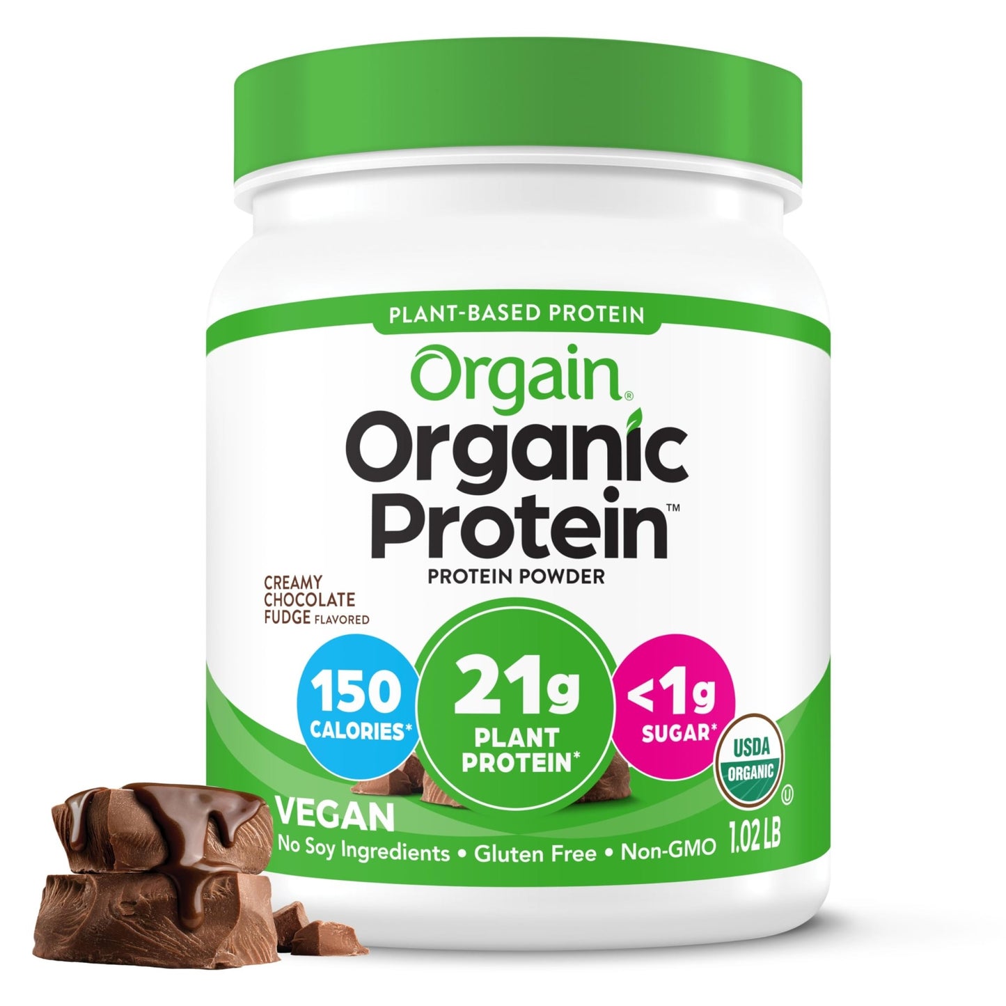 Orgain Organic Vegan Protein Powder, Creamy Chocolate Fudge - 21g Plant Protein, 7g Prebiotic Fiber, Low Net Carb, No Lactose Ingredients, No Added Sugar - dailyvitalstore