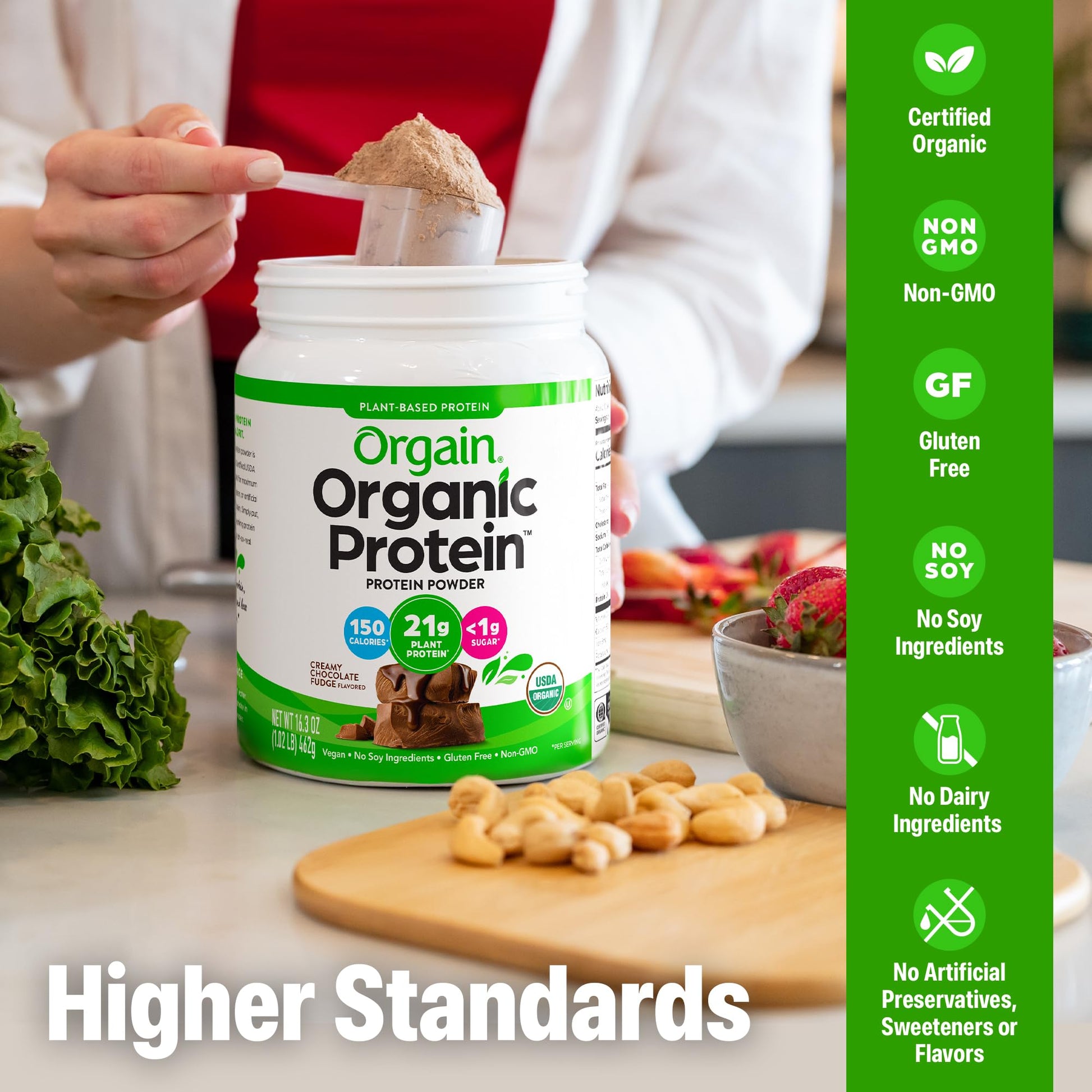 Orgain Organic Vegan Protein Powder, Creamy Chocolate Fudge - 21g Plant Protein, 7g Prebiotic Fiber, Low Net Carb, No Lactose Ingredients, No Added Sugar - dailyvitalstore