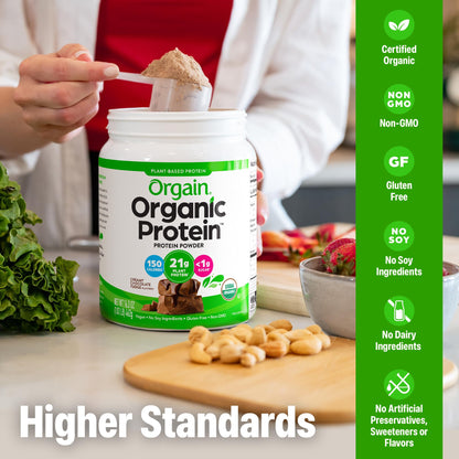 Orgain Organic Vegan Protein Powder, Creamy Chocolate Fudge - 21g Plant Protein, 7g Prebiotic Fiber, Low Net Carb, No Lactose Ingredients, No Added Sugar - dailyvitalstore