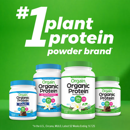 Orgain Organic Vegan Protein Powder, Vanilla Bean - 21g Plant Based Protein, 4g Prebiotic Fiber, No Lactose Ingredients, No Added Sugar, Non-GMO, For Shakes & Smoothies - dailyvitalstore