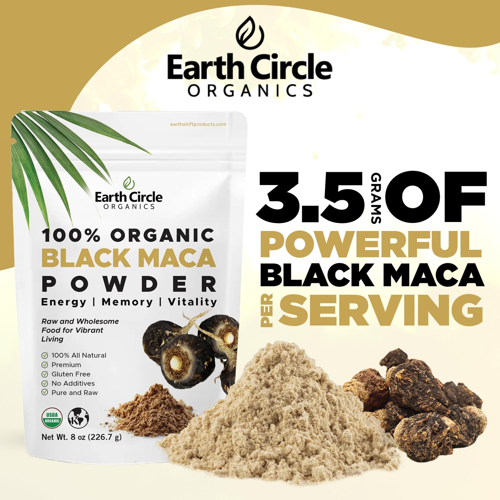 Organic Black Maca Peruvian Root Powder | Black Maca Root for Men | Natural Supplement | Essential Vitamins, Minerals & Fatty Acids Improved Energy | Immune Support (8oz, Pack of 1) - dailyvitalstore