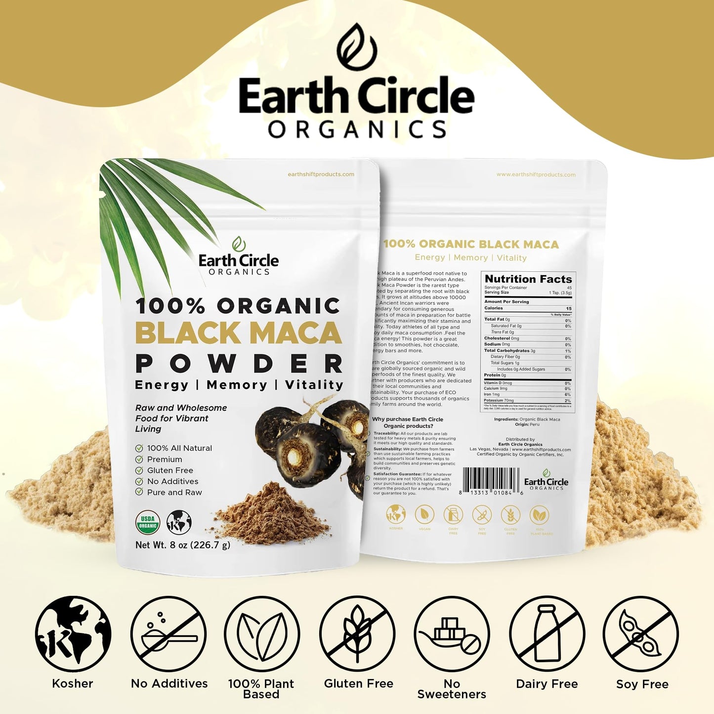 Organic Black Maca Peruvian Root Powder | Black Maca Root for Men | Natural Supplement | Essential Vitamins, Minerals & Fatty Acids Improved Energy | Immune Support (8oz, Pack of 1) - dailyvitalstore