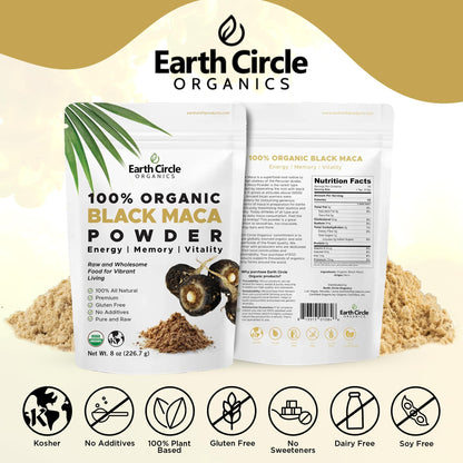 Organic Black Maca Peruvian Root Powder | Black Maca Root for Men | Natural Supplement | Essential Vitamins, Minerals & Fatty Acids Improved Energy | Immune Support (8oz, Pack of 1) - dailyvitalstore
