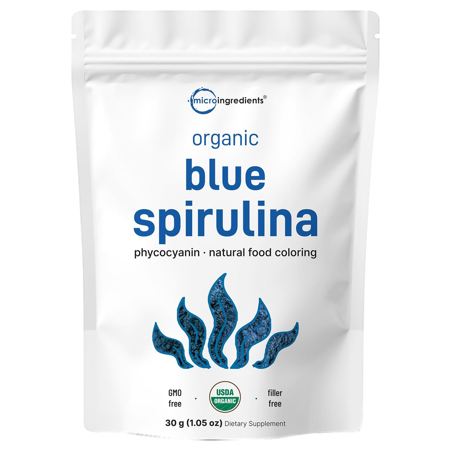 Organic Blue Spirulina Powder (Phycocyanin Extract), 30 Servings - No Fishy Smell, 100% Vegan Protein from Blue-Green Algae, Natural Luminous Food - dailyvitalstore