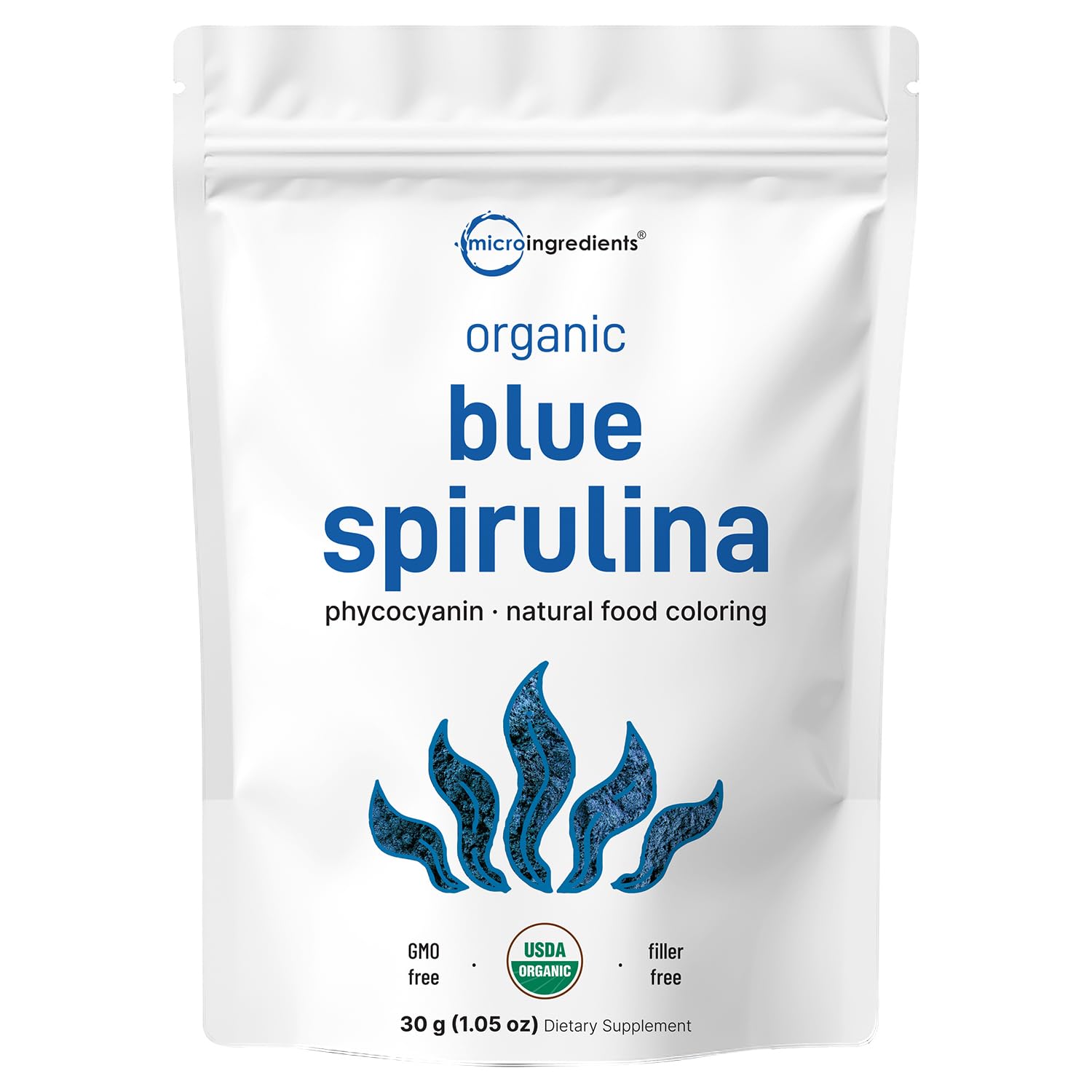 Organic Blue Spirulina Powder (Phycocyanin Extract), 30 Servings - No Fishy Smell, 100% Vegan Protein from Blue-Green Algae, Natural Luminous Food - dailyvitalstore
