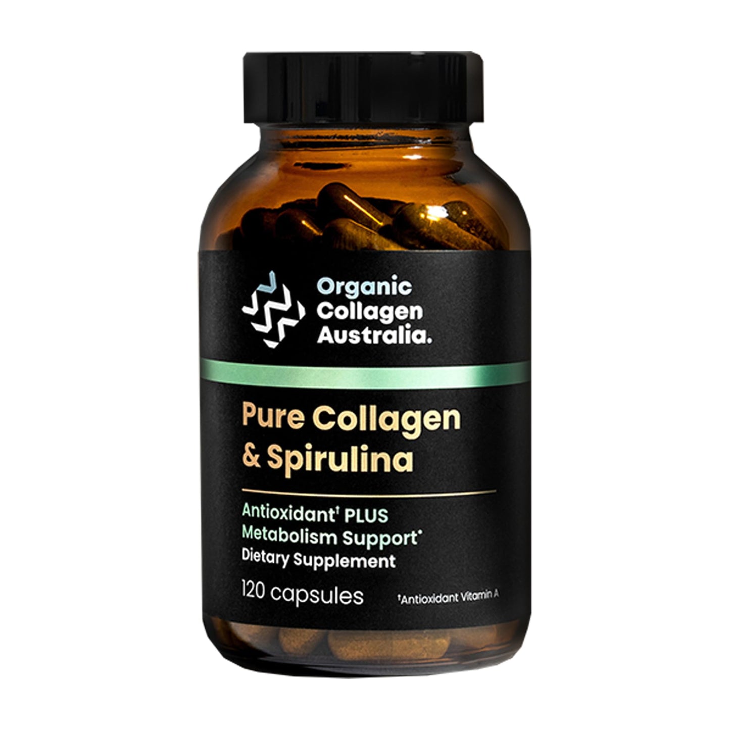 Organic Collagen Australia Pure Collagen & Spirulina Capsules – Antioxidant-Rich Supplement for Skin Elasticity, Joint Health, Metabolism Support & Energy (120 Capsules) - dailyvitalstore