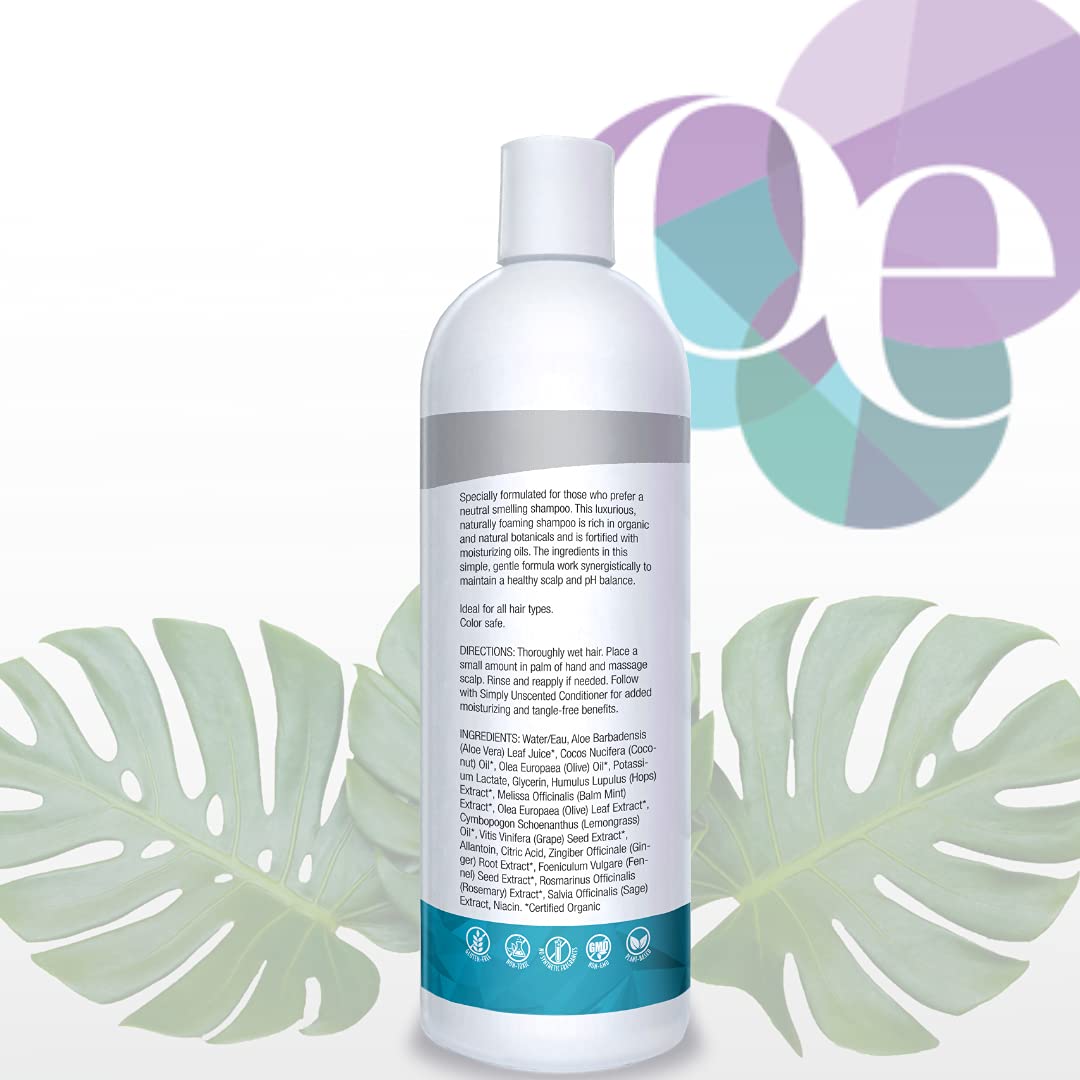 Organic Excellence All Natural Chemical-Free Shampoo | Non-Toxic, Sulfate-Free, Paraben-Free, Fragrance-Free for Men, Women, and Kids - Color-safe 16 fl oz (473 ml) - dailyvitalstore