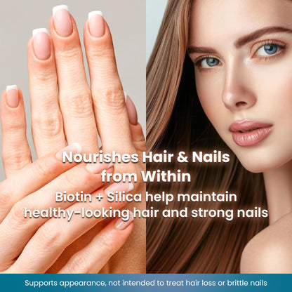 Organic Excellence Hair, Skin and Nails Vitamins for Women & Men – Biotin Supplement 5000 mcg– Hyaluronic Acid - Supports Healthy Hair Growth, Radiant Skin & Strong Nails, 1 Month Supply (30 Tablets) - dailyvitalstore