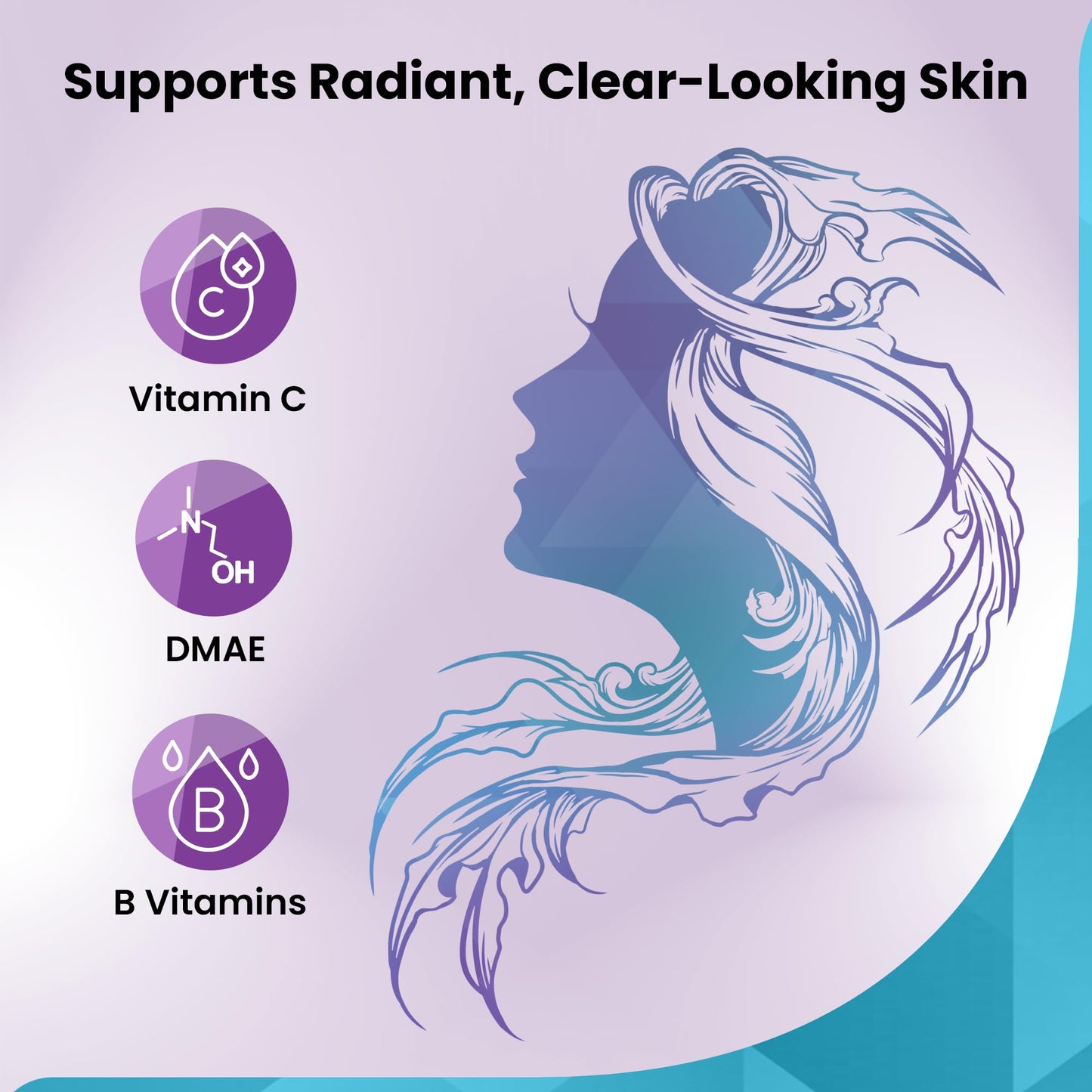 Organic Excellence Hair, Skin and Nails Vitamins for Women & Men – Biotin Supplement 5000 mcg– Hyaluronic Acid - Supports Healthy Hair Growth, Radiant Skin & Strong Nails, 3 Month Supply (90 Tablets) - dailyvitalstore