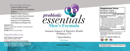 Organic Excellence Mens L Reuteri Probiotics for Gut Health with Prebiotics – 18 Strains for Digestive Health, Bloating & Immune Support – 30 Billion Probiotics + Sporebiotics – 30 Capsules - dailyvitalstore